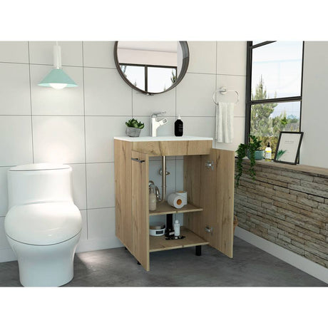 Mueble para Lavamanos Khari Duna 60.5x86.8cm Individual con Lavamanos con Dos Puertas - Gabinetes | Bylmo