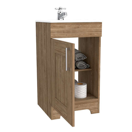Mueble para Lavamanos Barcelona Miel 45.1x82.7cm Individual con Lavamanos con Una Puerta - Gabinetes | Bylmo
