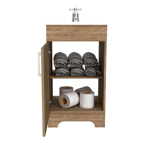 Mueble para Lavamanos Barcelona Miel 45.1x82.7cm Individual con Lavamanos con Una Puerta - Gabinetes | Bylmo