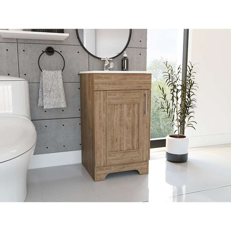 Mueble para Lavamanos Barcelona Miel 45.1x82.7cm Individual con Lavamanos con Una Puerta - Gabinetes | Bylmo