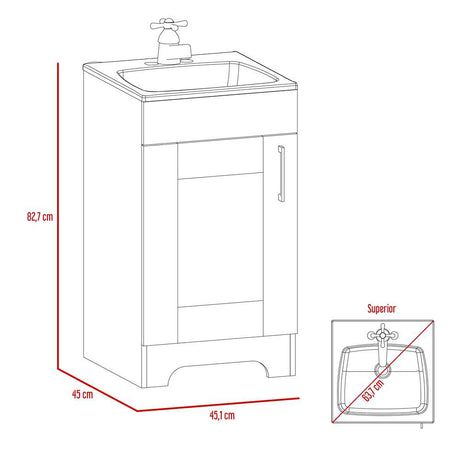 Mueble para Lavamanos Barcelona Miel 45.1x82.7cm Individual con Lavamanos con Una Puerta - Gabinetes | Bylmo