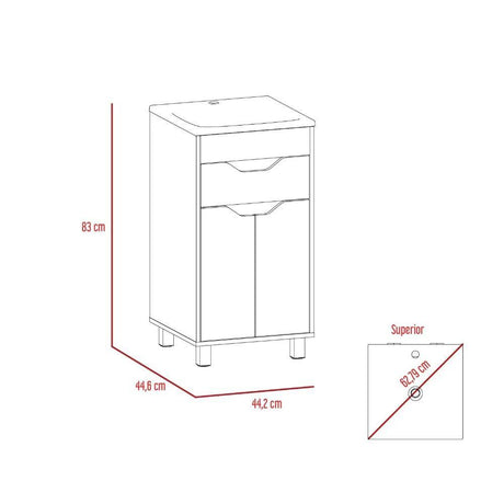 Mueble Recife Amareto 44 cm con Dos Puertas y Un Cajón - Gabinetes | Bylmo