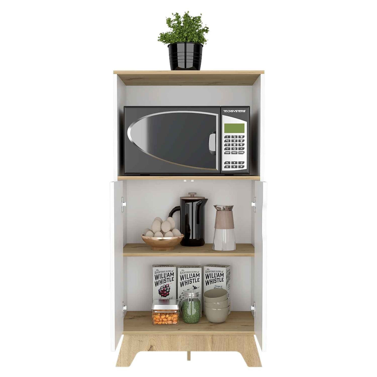 Mueble Microondas Auxona Duna 65 cm con Dos Puertas y Entrepaños - Alacenas y Muebles Microondas | Bylmo