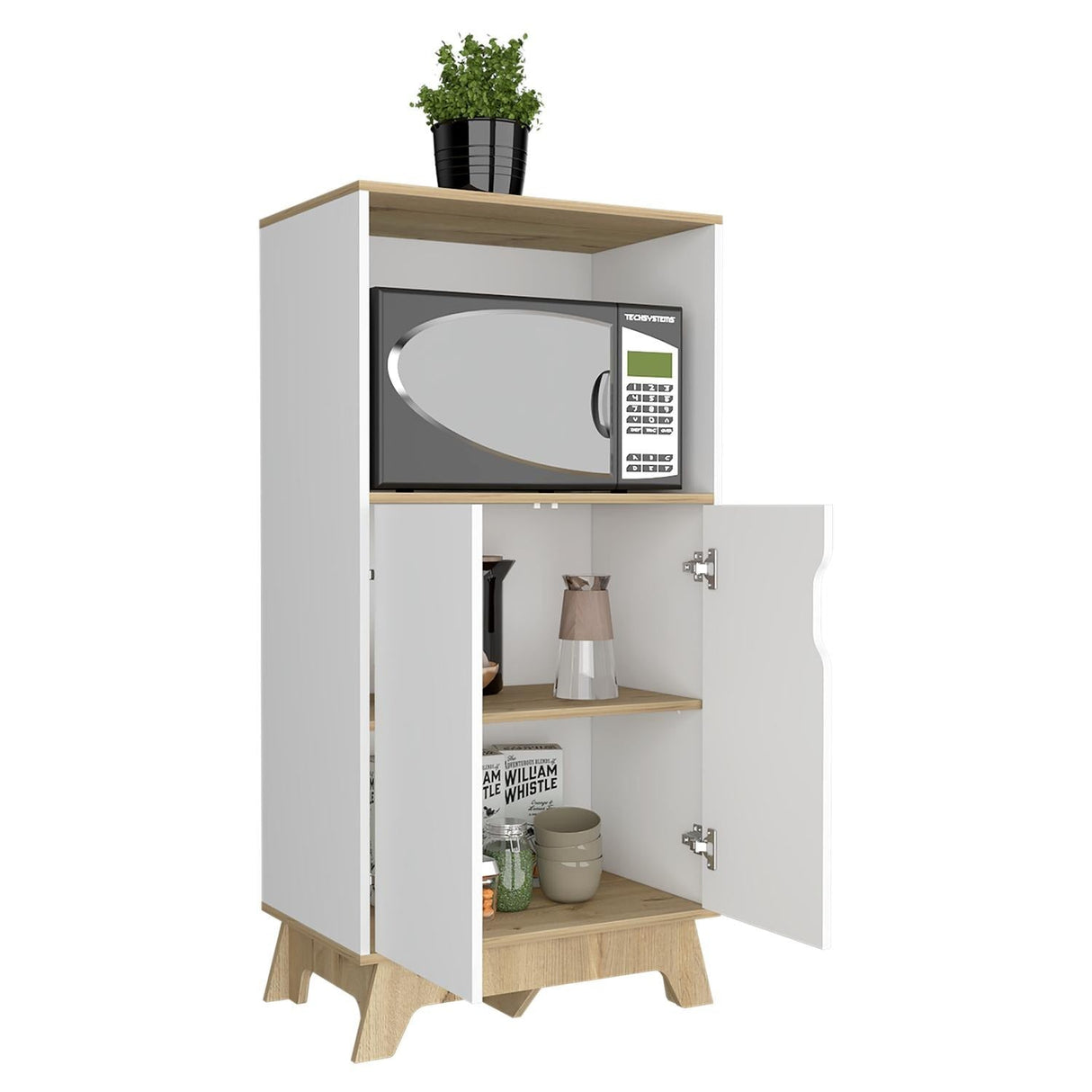 Mueble Microondas Auxona Duna 65 cm con Dos Puertas y Entrepaños - Alacenas y Muebles Microondas | Bylmo