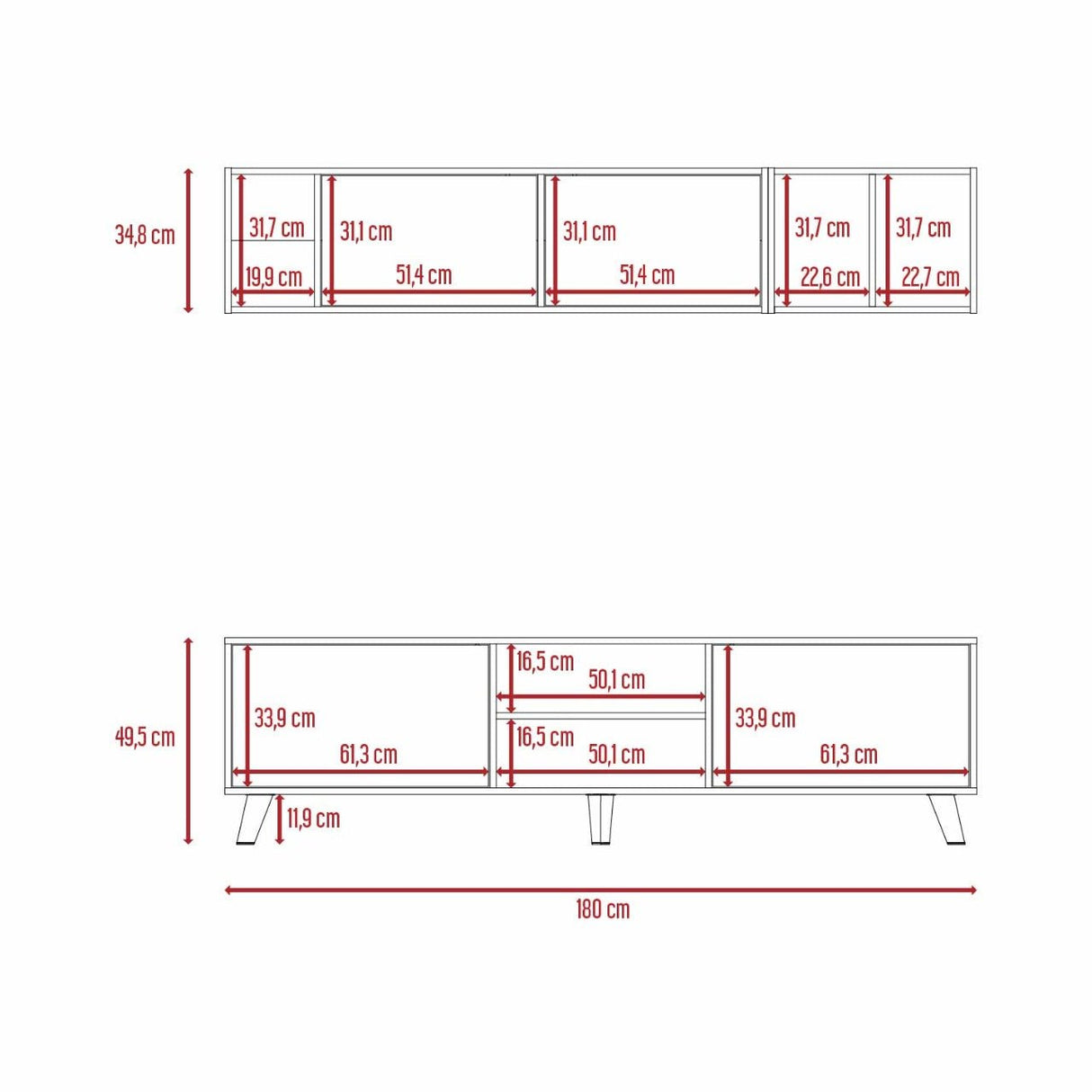 Combo Rack para TV y Mueble Superior Tori Duna y Blanco 180 cm