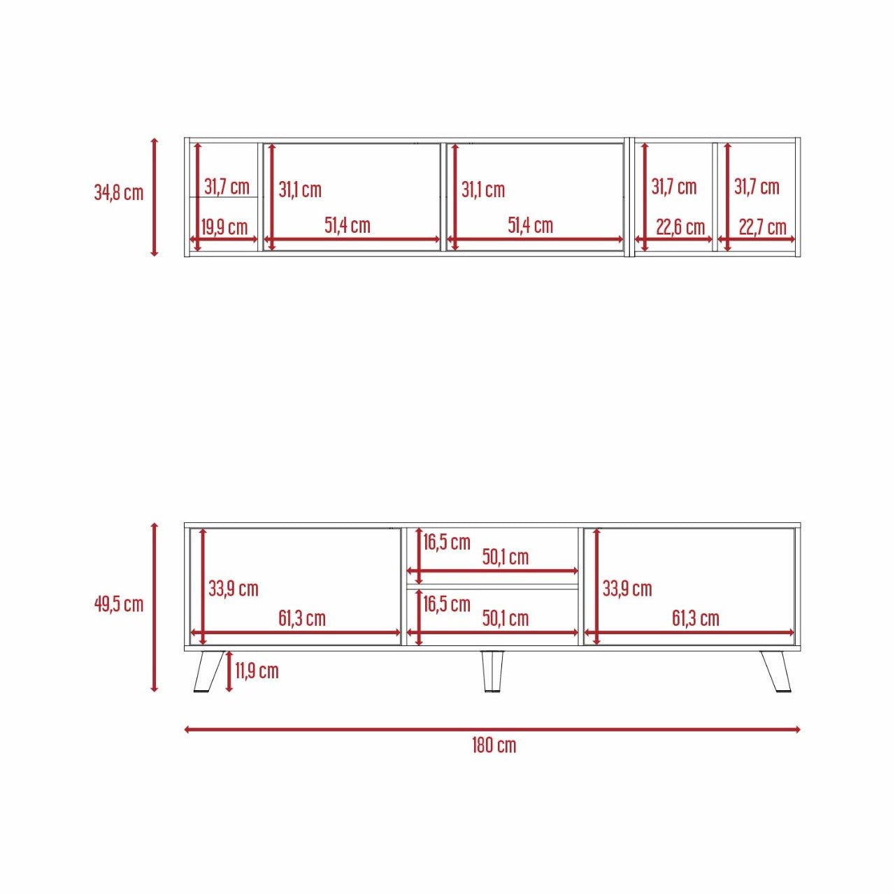 Combo Rack para TV y Mueble Superior Tori Duna y Blanco 180 cm