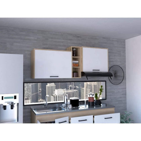 Mueble Superior con Dos Puertas Belmira Rovere y Blanco 150 cm - Cocinas | Bylmo