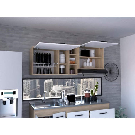 Mueble Superior con Dos Puertas Belmira Rovere y Blanco 150 cm - Cocinas | Bylmo