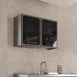 Mueble Superior de Cocina Gris 80x52cm con Dos Entrepaños y con Dos Puertas - Muebles Superiores | Bylmo