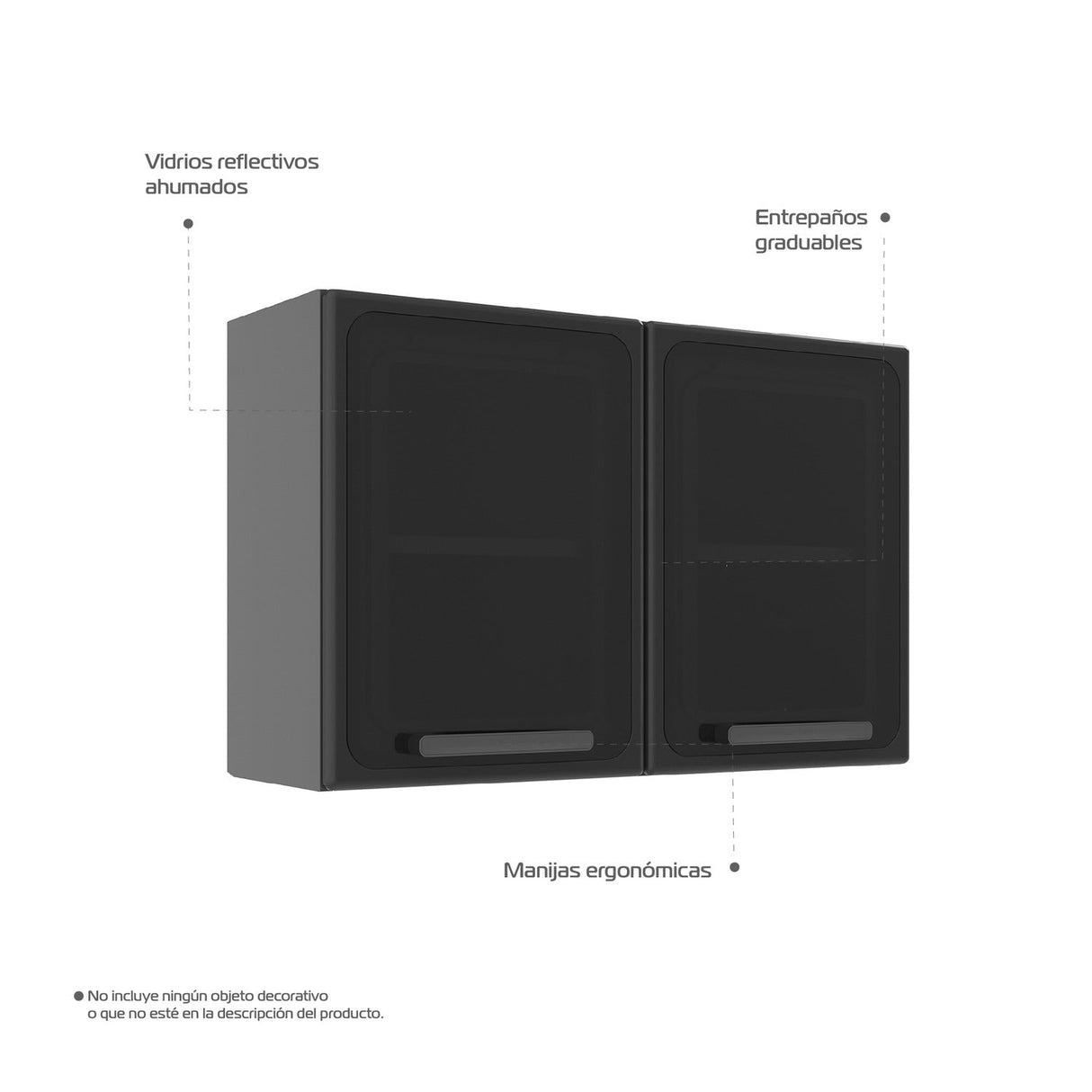 Mueble Superior de Cocina Gris 80x52cm con Dos Entrepaños y con Dos Puertas - Muebles Superiores | Bylmo