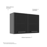 Mueble Superior de Cocina Gris 80x52cm con Dos Entrepaños y con Dos Puertas - Muebles Superiores | Bylmo