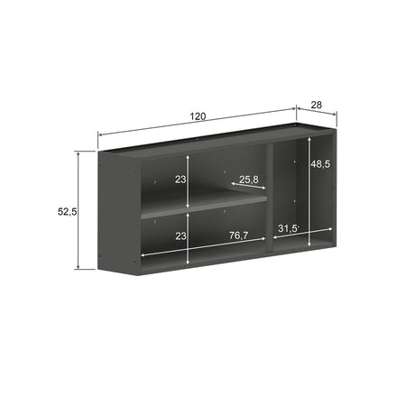 Mueble Superior de Cocina Gris 120x52cm con Dos Entrepaños y con Tres Puertas - Muebles Superiores | Bylmo