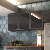 Mueble Superior de Cocina Gris 120x52cm con Dos Entrepaños y con Puerta de Vidrio - Muebles Superiores | Bylmo