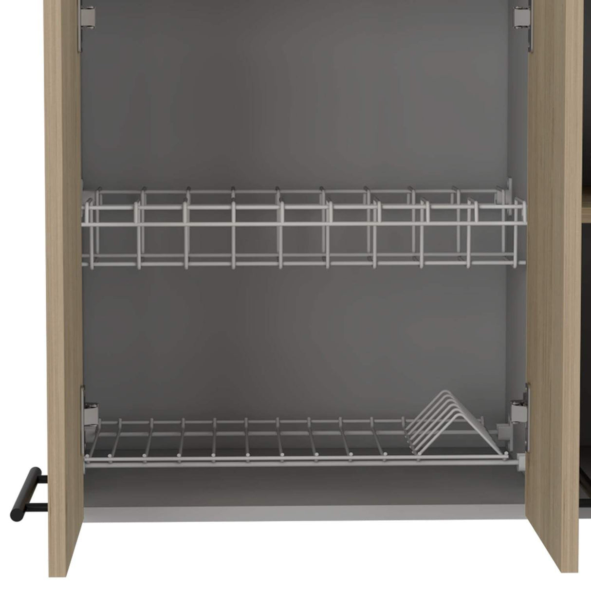 Mueble Superior de Cocina Hasselt Gris y Rovere 150x60cm con Tres Puertas con Locero y con Espacio para Microondas - Muebles Superiores | Bylmo