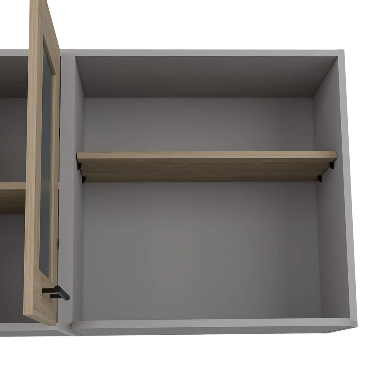 Mueble Superior de Cocina Hasselt Gris y Rovere 150x60cm con Tres Puertas con Locero y con Espacio para Microondas - Muebles Superiores | Bylmo