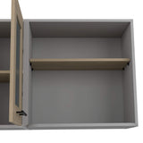 Mueble Superior de Cocina Hasselt Gris y Rovere 150x60cm con Tres Puertas con Locero y con Espacio para Microondas - Muebles Superiores | Bylmo