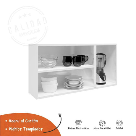 Mueble Superior de Cocina Negro 105x52cm con Dos Entrepaños y con Tres Puertas - Muebles Organizadores | Bylmo
