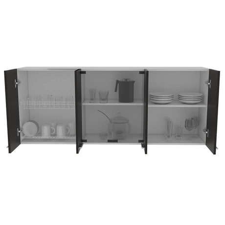 Mueble Superior con Seis Puertas Wengue y Blanco 150 cm - Cocinas | Bylmo