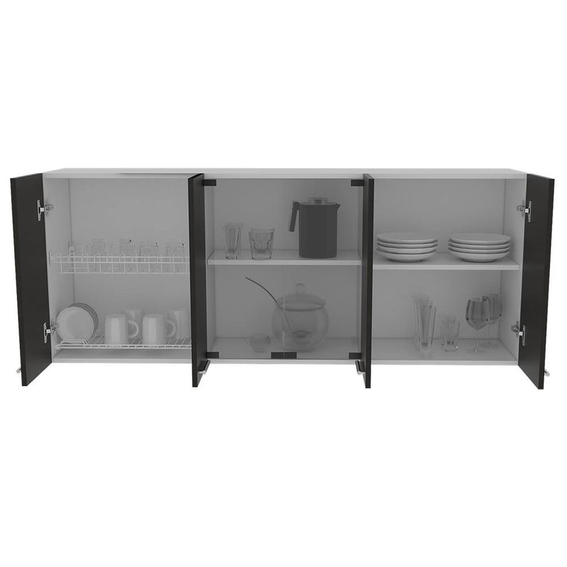 Mueble Superior con Seis Puertas Wengue y Blanco 150 cm