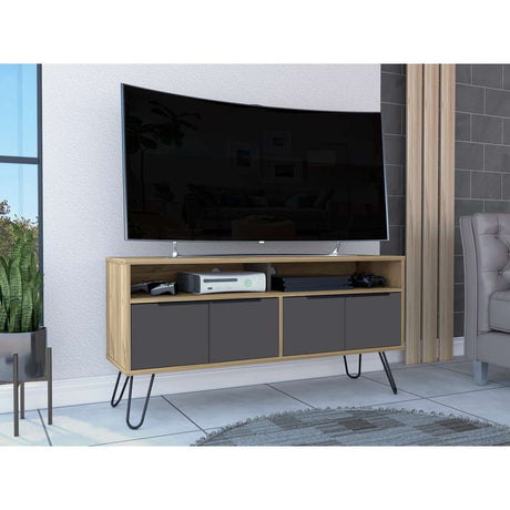 Rack Vegas Duna y Plomo 123 cm con Cuatro Puertas - Muebles para TV | Bylmo