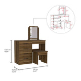 Tocador Kaia Caramelo 100x126.7cm con Cuatro Cajones y con Espejo - Cajoneras | Bylmo