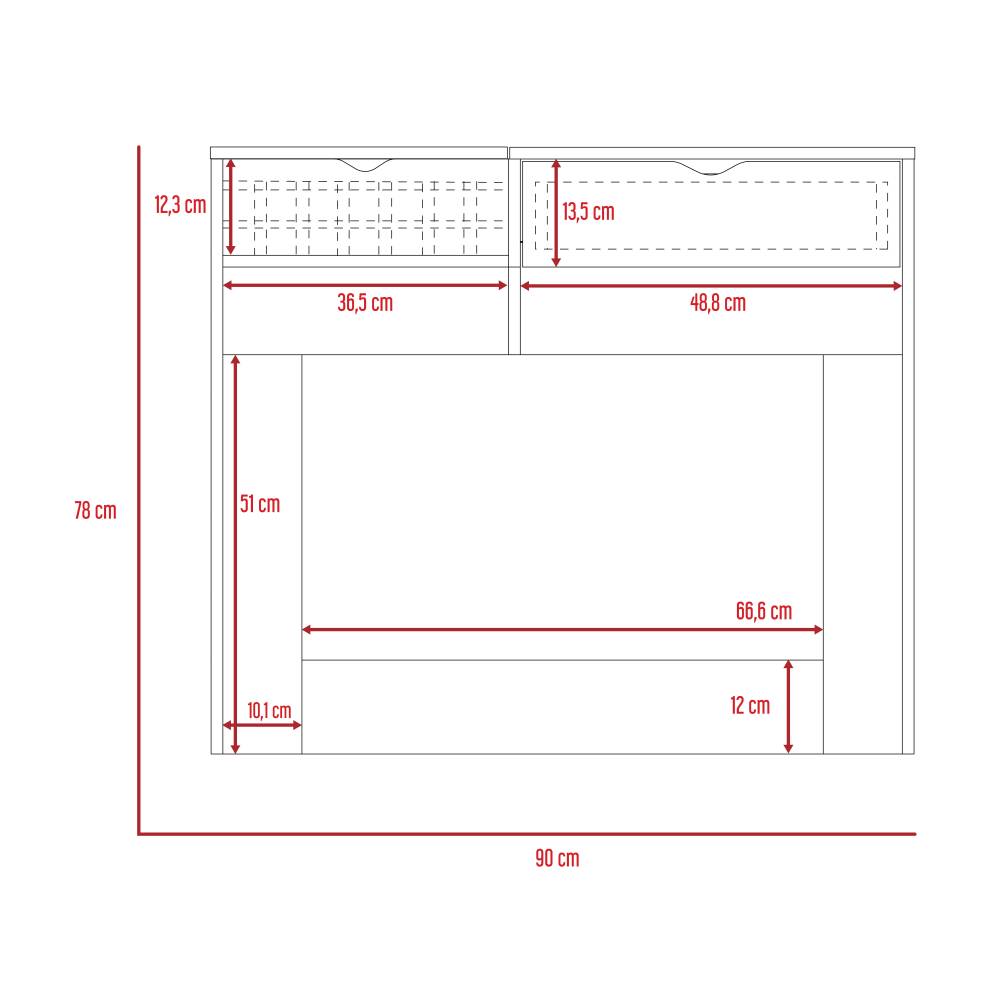 Tocador Perla Rovere y Blanco 90x40cm de Un Puesto con Un Cajón - Cajoneras | Bylmo