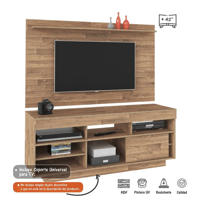 Combo Mueble y Panel Roma Cafe 140 cm