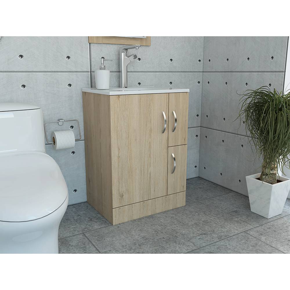 Mueble para Lavamanos Vanguard Rovere 60x86cm Individual con Lavamanos con Dos Cajones - Gabinetes | Bylmo