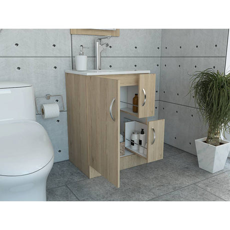 Mueble para Lavamanos Vanguard Rovere 60x86cm Individual con Lavamanos con Dos Cajones - Gabinetes | Bylmo
