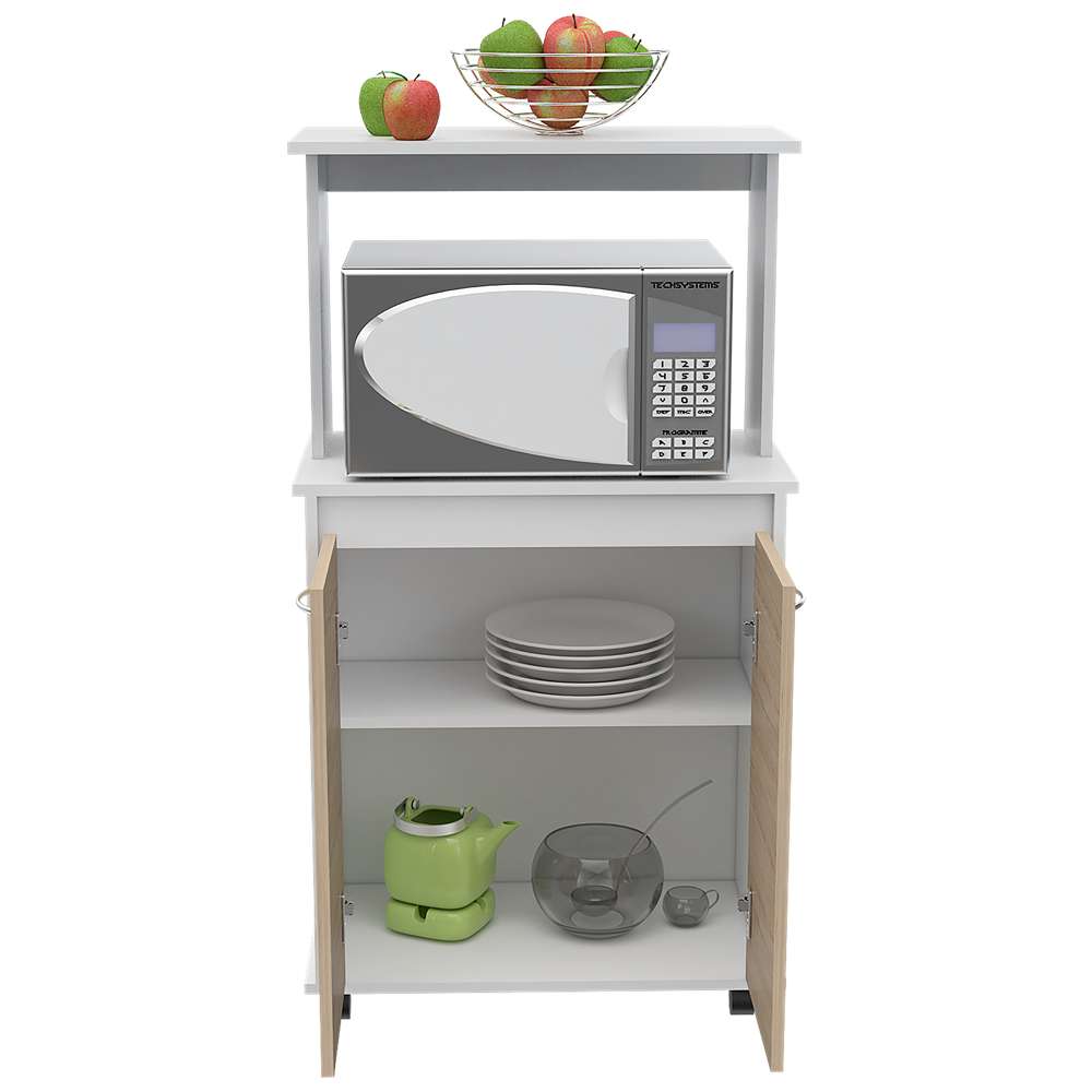 Mueble Auxiliar de Cocina Kitchen Blanco y Rovere 63x113.5cm con un Entrepaño y con Dos Comportamientos - Cocinas | Bylmo