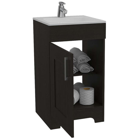 Mueble para Lavamanos Barcelona Wengue 45x45cm Individual con Lavamanos y con con Una Puerta - Muebles para Baño | Bylmo