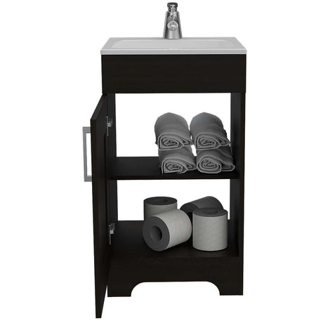 Mueble para Lavamanos Barcelona Wengue 45x45cm Individual con Lavamanos y con con Una Puerta - Muebles para Baño | Bylmo