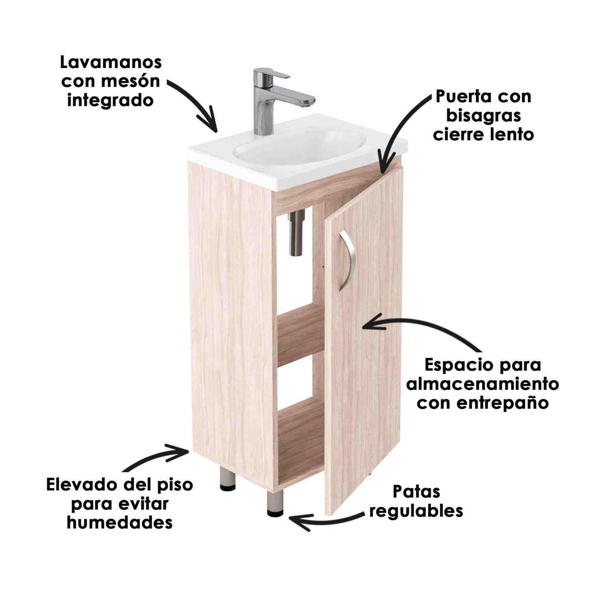 Mueble para Baño Eco Soder y Mali 40 cm de Piso con Lavamanos - Muebles para Baño | Bylmo