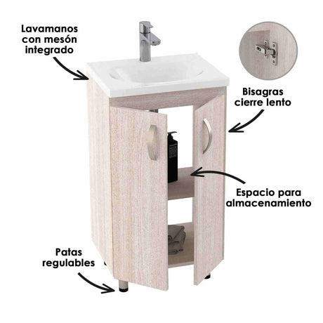 Mueble para Baño Eco Soder y Mali 48 cm de Piso con Lavamanos - Muebles para Baño | Bylmo