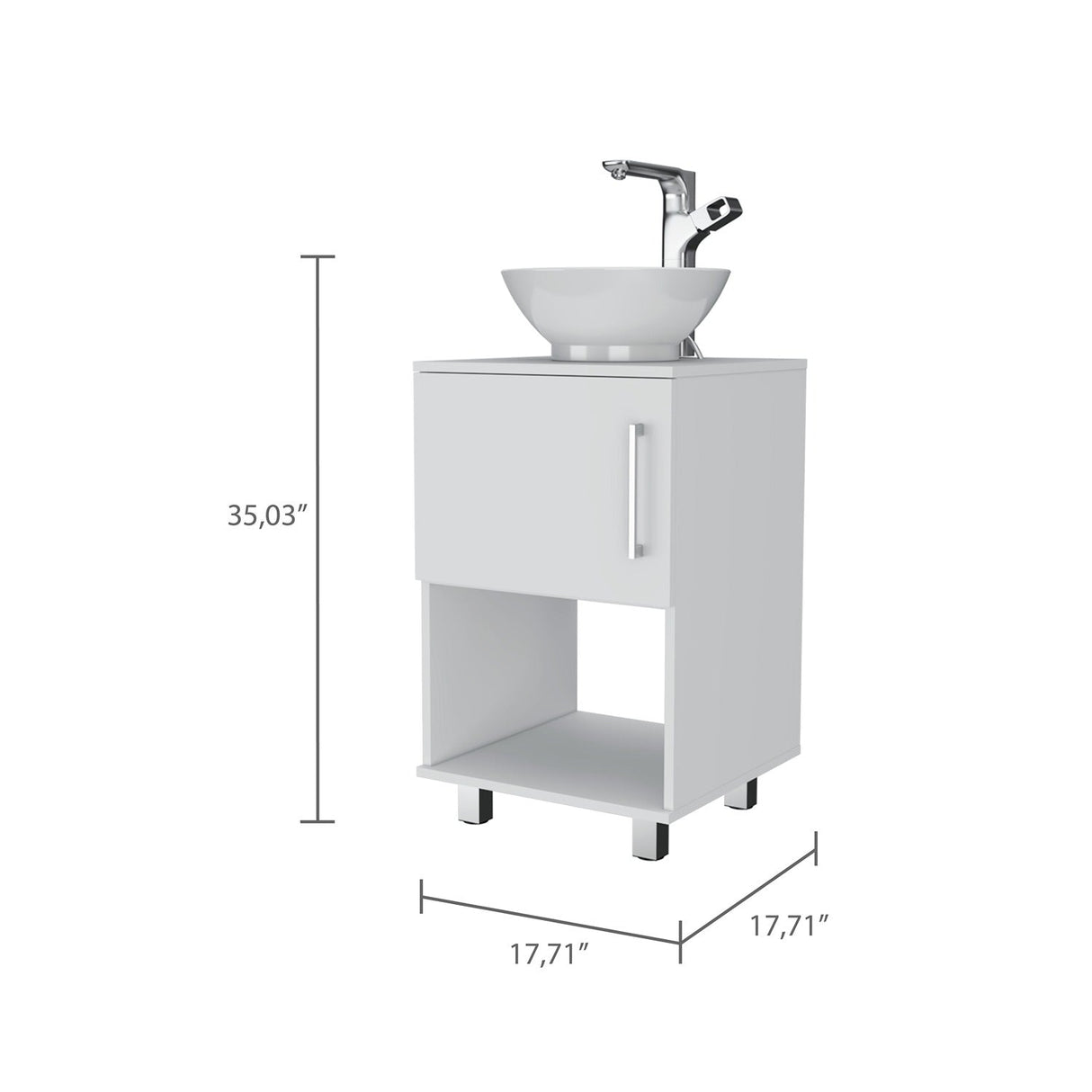 Mueble para Lavamanos Gouda Blanco 45x89cm Individual con Lavamanos con Una Puerta - Muebles para Baño | Bylmo