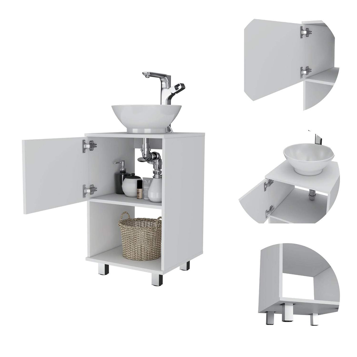 Mueble para Lavamanos Gouda Blanco 45x89cm Individual con Lavamanos con Una Puerta - Muebles para Baño | Bylmo