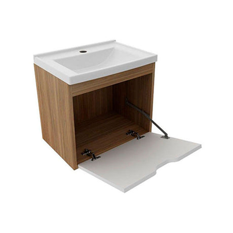Mueble para Lavamanos Graz Teca y Blanco 45x38cm Individual con Lavamanos y con con Una Puerta - Muebles para Baño | Bylmo