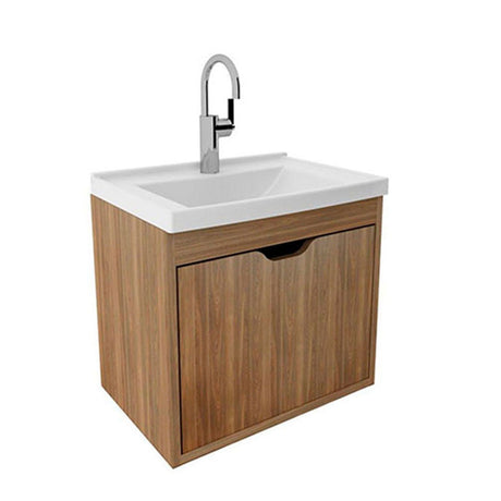 Mueble para Lavamanos Graz Teca 45x38cm Individual con Lavamanos y con con Una Puerta - Muebles para Baño | Bylmo