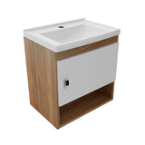 Mueble para Lavamanos Linz Teca y Blanco 45x49cm Individual con Lavamanos y con con Una Puerta - Muebles para Baño | Bylmo