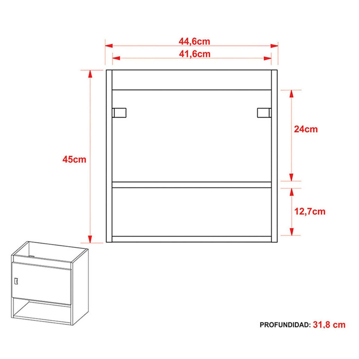 Mueble para Lavamanos Linz Teca y Blanco 45x49cm Individual con Lavamanos y con con Una Puerta - Muebles para Baño | Bylmo