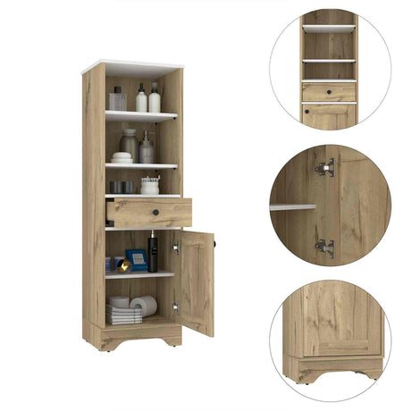 Mueble Columna para Baño Malaga Duna 33x142cm con Un Cajón y con Dos Entrepaños - Muebles para Baño | Bylmo