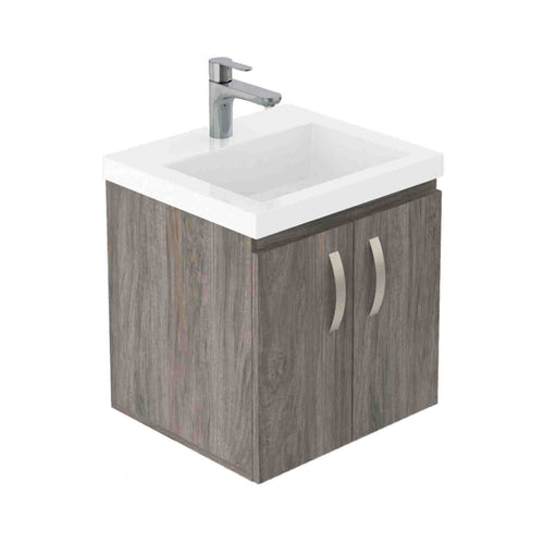 Mueble de baño ELEN con patas 1 cajón - 1 balda inferior GRIS PERLA / ORO  MATE ⋆ VAROBATH | Un baño increíble