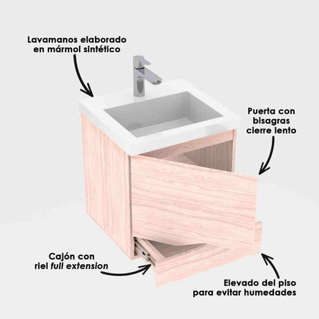 Mueble para Baño Valdez Soder y Mali 48 cm Flotante con Lavamanos Oslo - Muebles para Baño | Bylmo