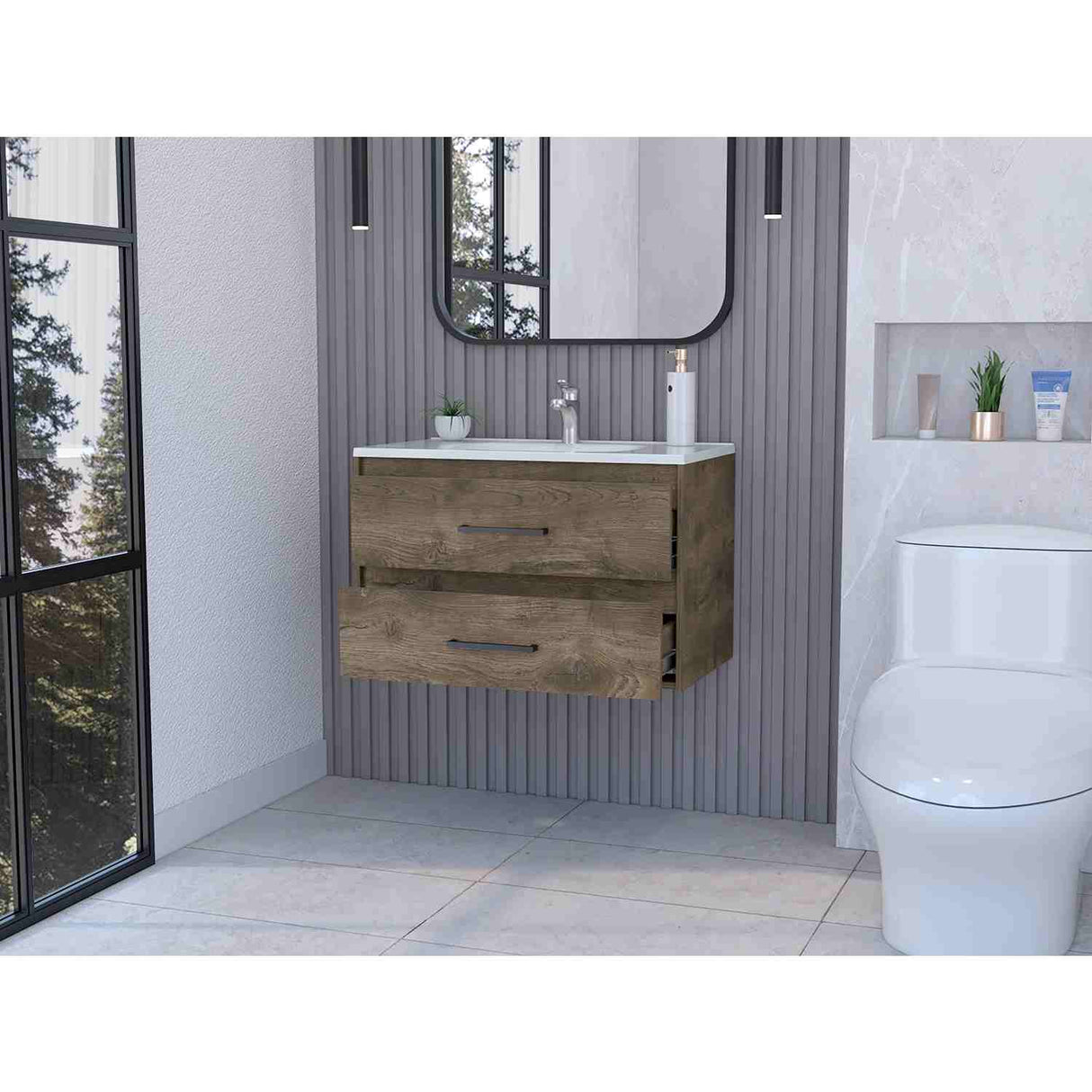 Mueble para Lavamanos Praga Bellota 81x52cm Individual con Lavamanos con Dos Cajones - Muebles para Baño | Bylmo