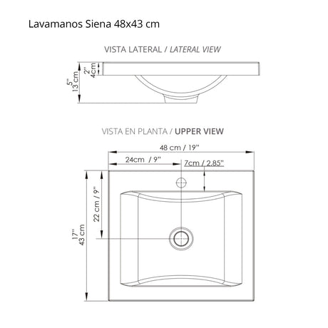 Mueble para Baño Siena Basico Soder y Mali 48 cm Flotante con Lavamanos - Muebles para Baño | Bylmo
