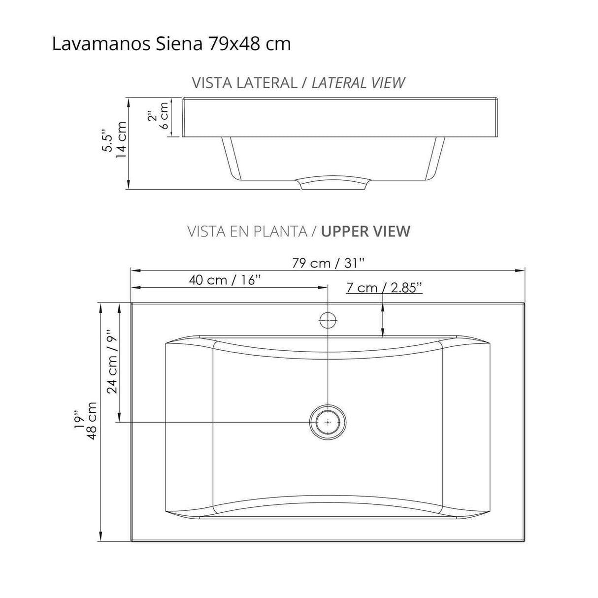 Mueble para Baño Tiziano Mitte y Tambo 79 cm Flotante con Lavamanos Siena - Muebles para Baño | Bylmo