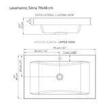 Mueble para Baño Tiziano Mitte y Tambo 79 cm Flotante con Lavamanos Siena - Muebles para Baño | Bylmo