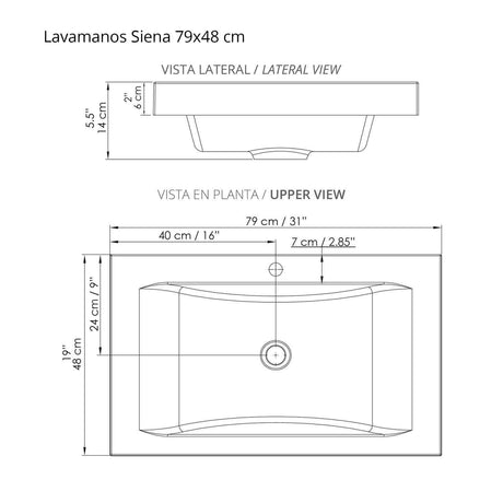 Mueble para Baño Tiziano Mitte y Tambo 79 cm Flotante con Lavamanos Siena - Muebles para Baño | Bylmo