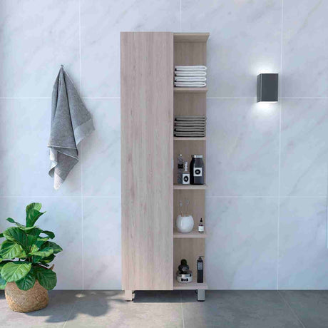 Mueble para Baño Esquinero Urano Ceniza 51x158cm sin Cajones y con Cuatro Entrepaños - Muebles para Baño | Bylmo