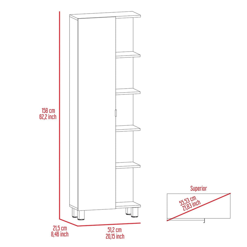 Mueble para Baño Urano Ceniza 51 cm Esquinero con Una Puerta y Entrepaños